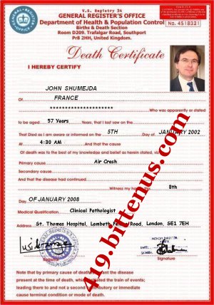 John Shumejda Deart Certificate
